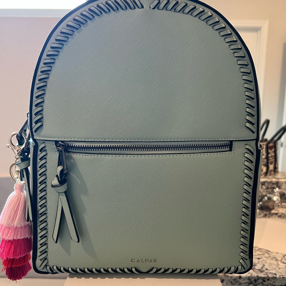Calpak Kaya Mint Backpack Vegan Leather Gunmetal Trim Great Condition